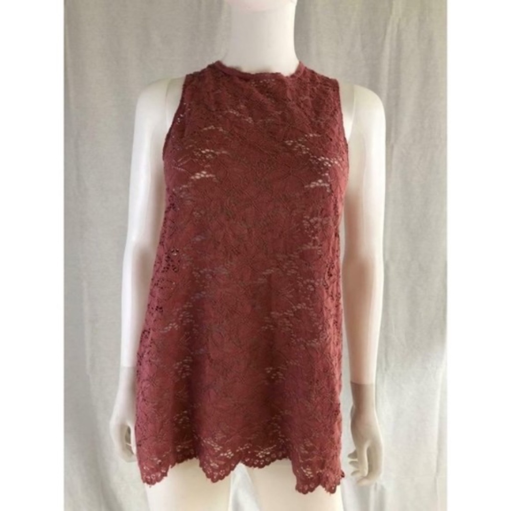 Women's Tank Top Blouse Lace Pink Sleeveless M